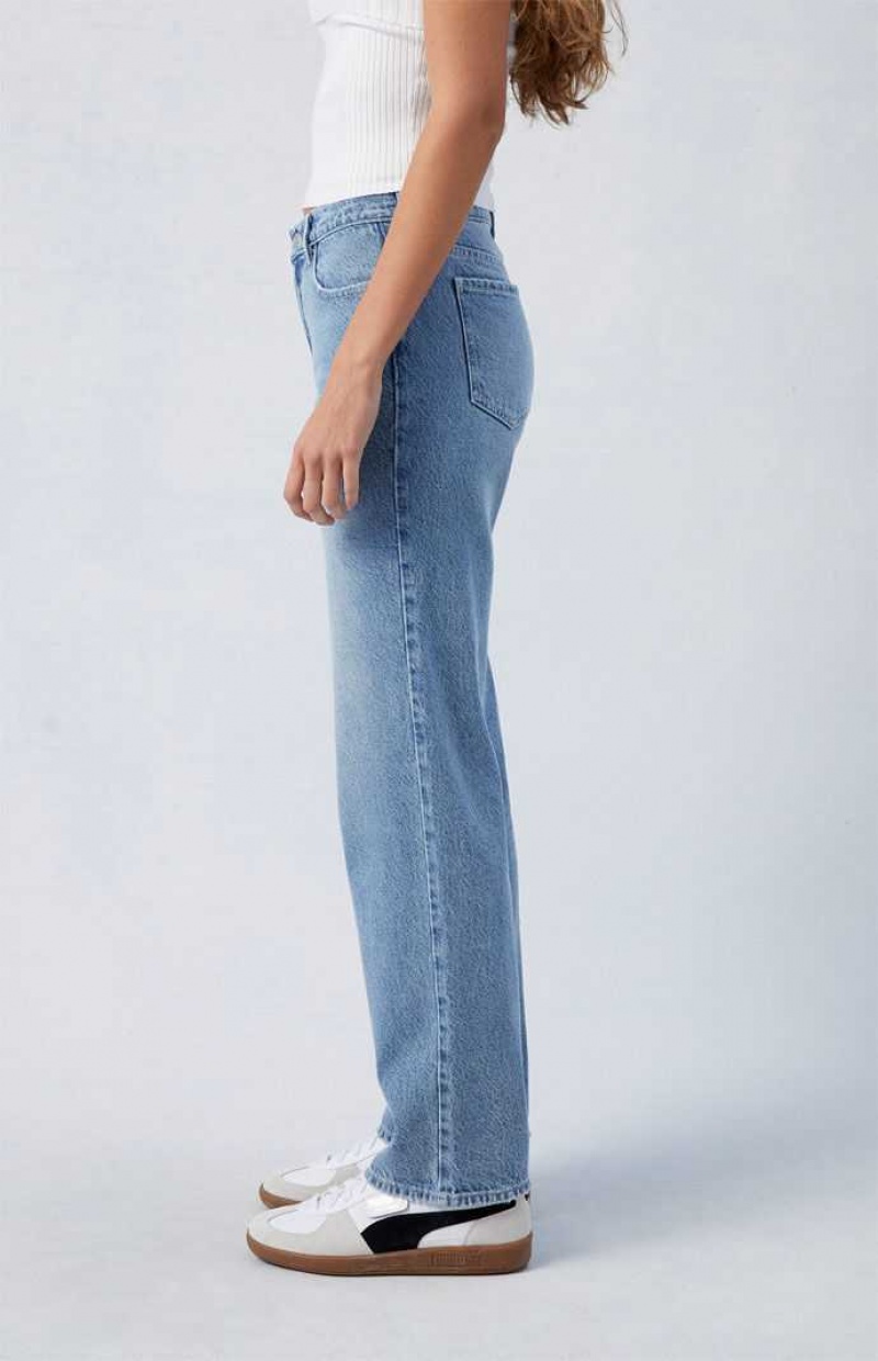 Pantalons PacSun Eco Medium Indigo Jordyn Low Rise Droit Leg Femme Indigo | 204871QIP