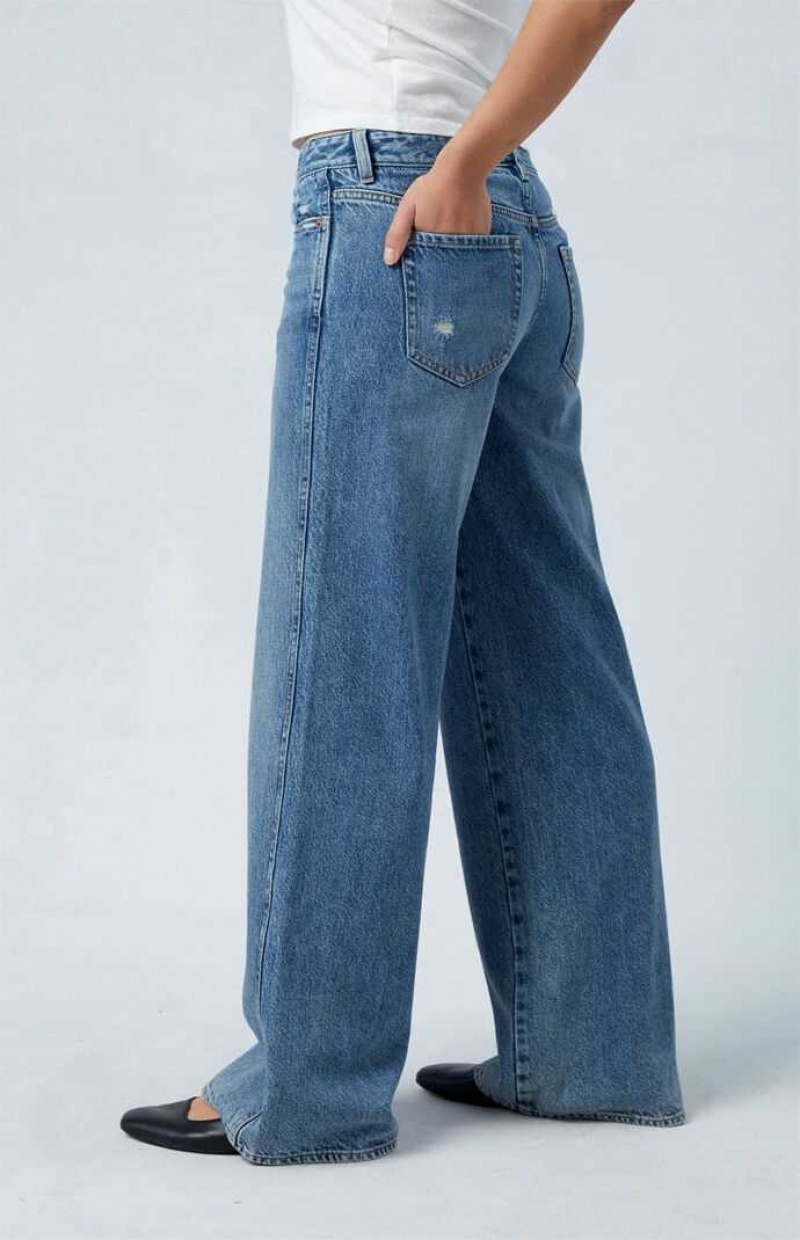 Pantalons PacSun Eco Medium Indigo Low Rise gy Femme Indigo | 587940NOK