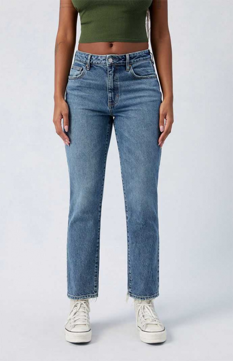 Pantalons PacSun Eco Medium Indigo Mom Femme Indigo | 591078MED