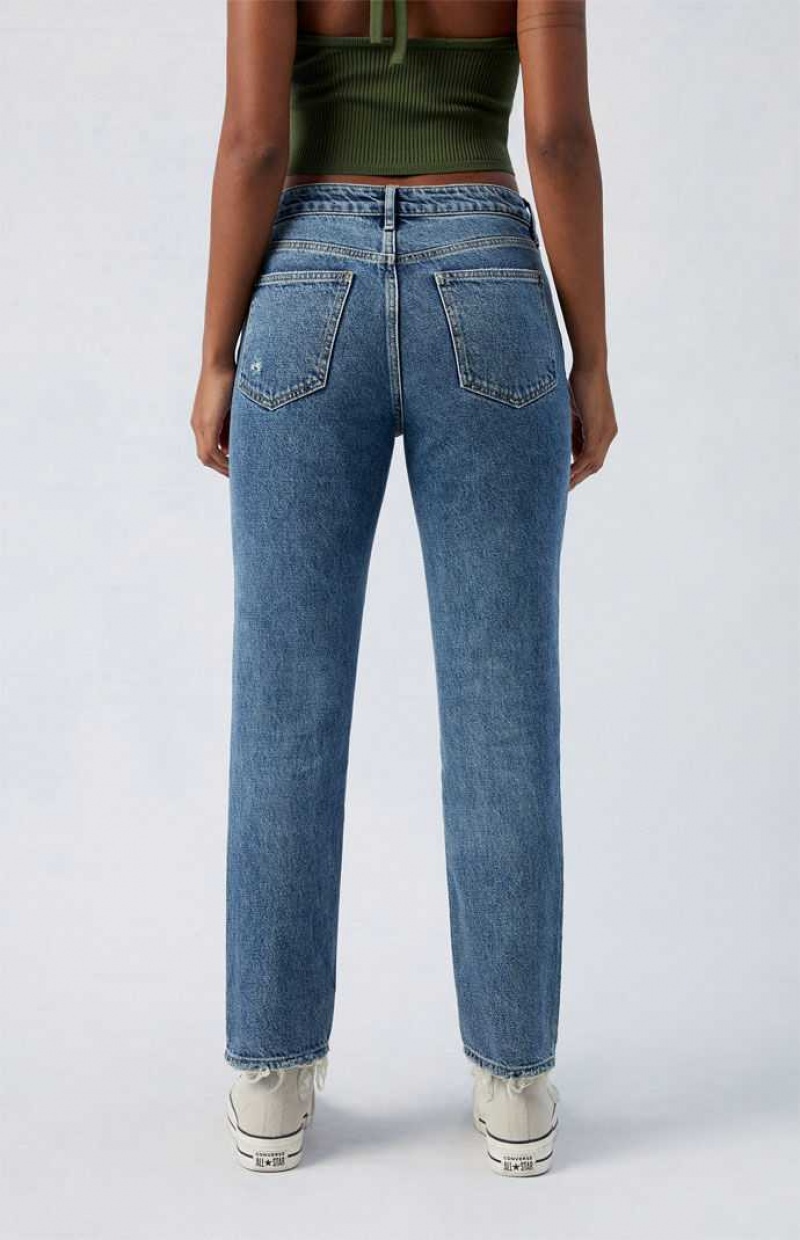 Pantalons PacSun Eco Medium Indigo Mom Femme Indigo | 591078MED