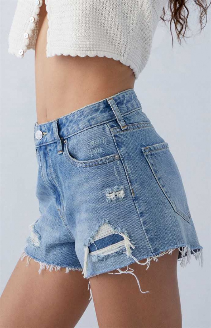 Pantalons PacSun Eco Medium Indigo Ripped High Waisted Denim Festival Femme Indigo | 560148REL