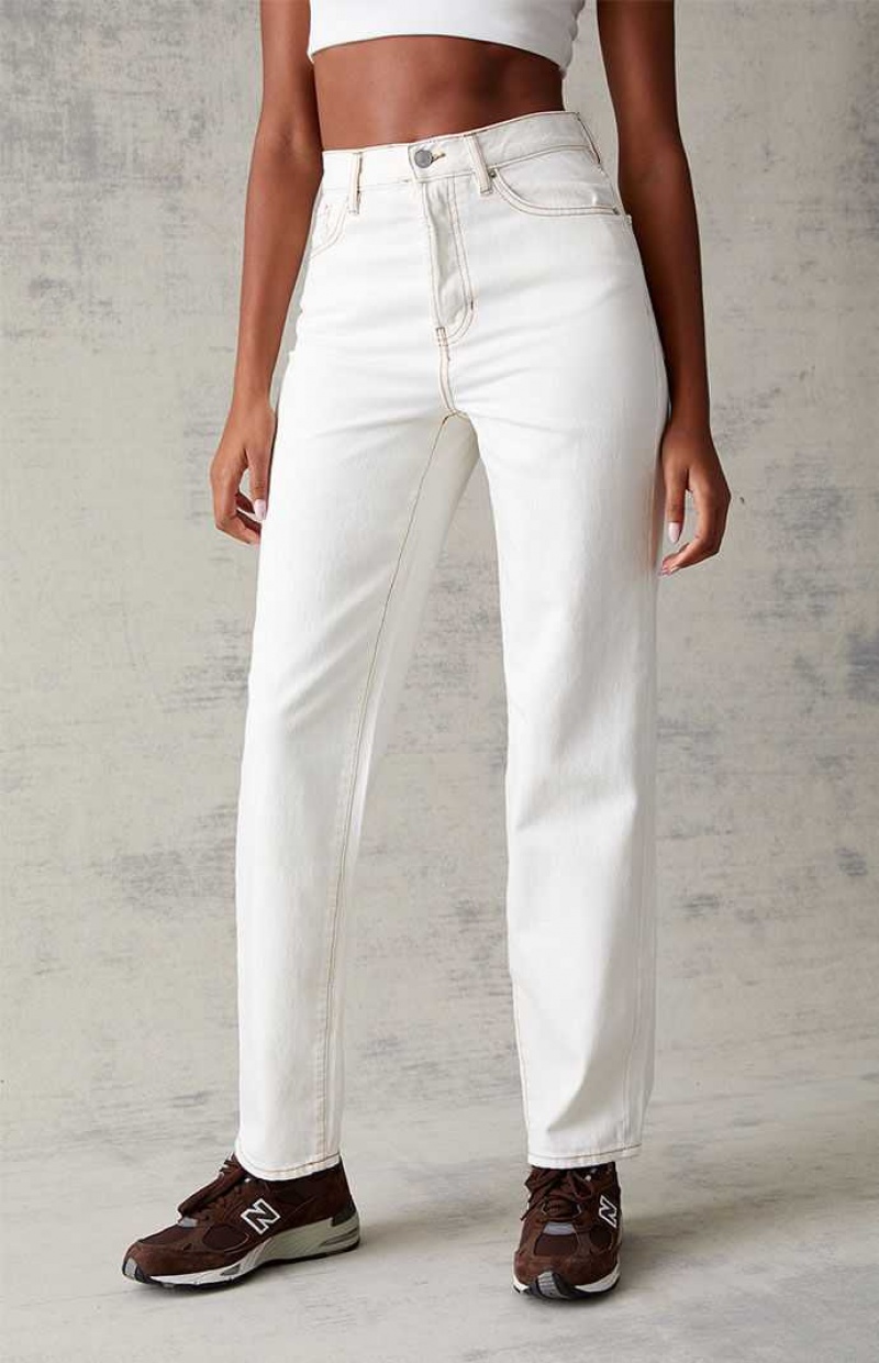 Pantalons PacSun Eco Off White Dad Femme Blanche | 763459MNV