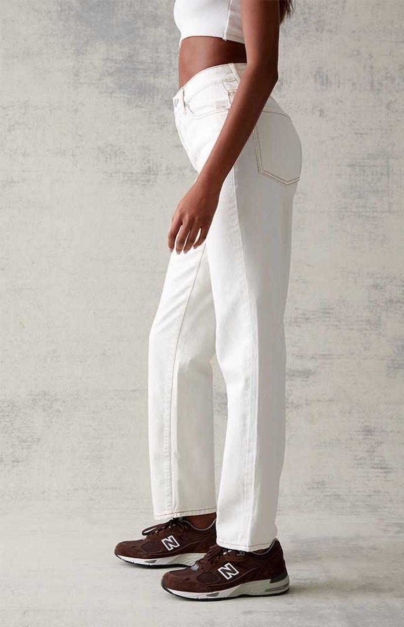 Pantalons PacSun Eco Off White Dad Femme Blanche | 763459MNV