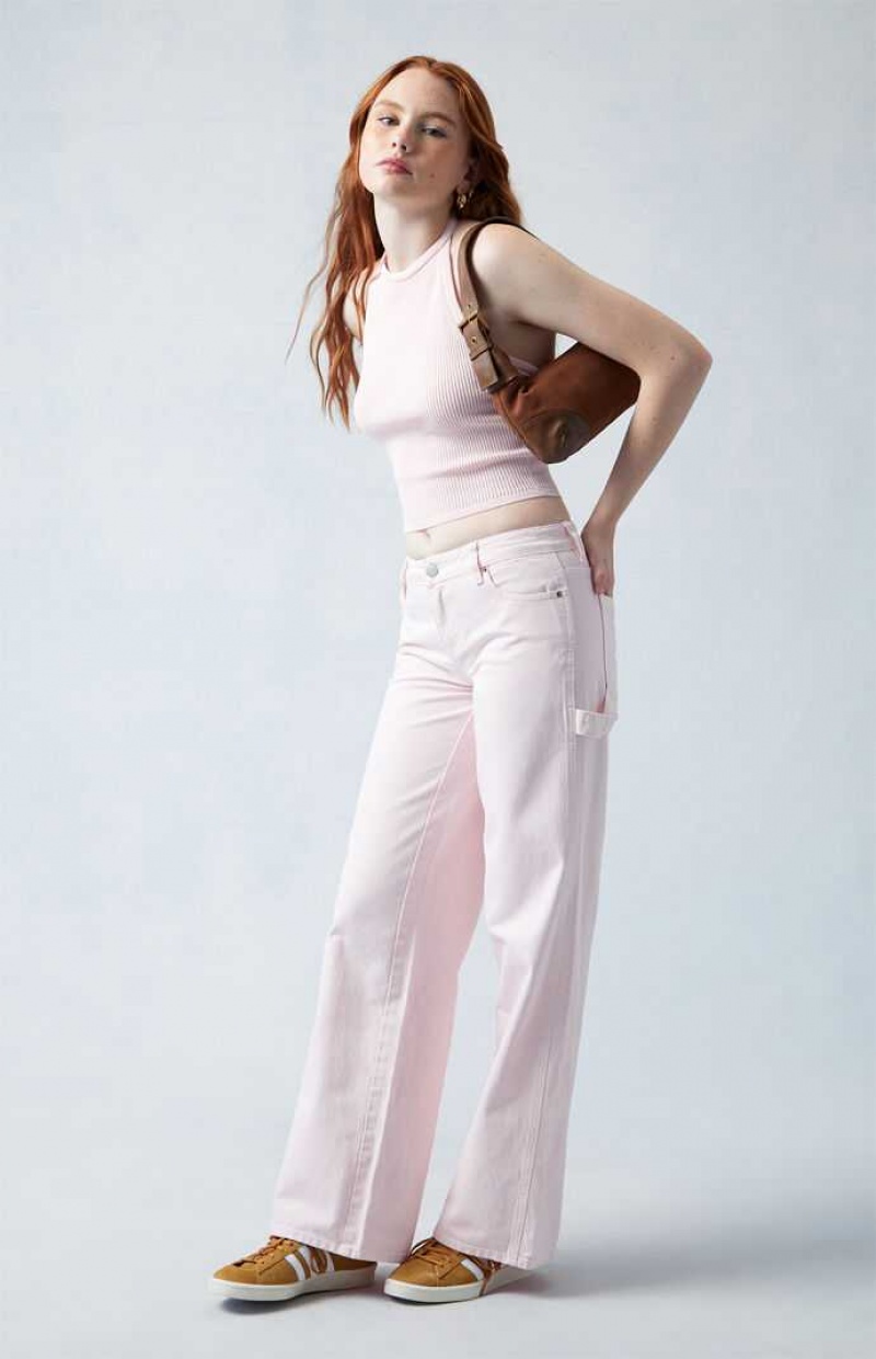 Pantalons PacSun Eco Pink Carpenter Low Rise gy Femme Indigo | 241567NYM