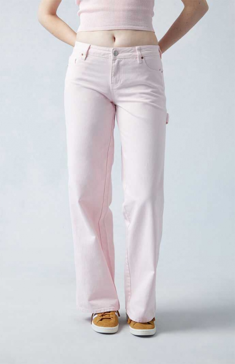 Pantalons PacSun Eco Pink Carpenter Low Rise gy Femme Indigo | 241567NYM