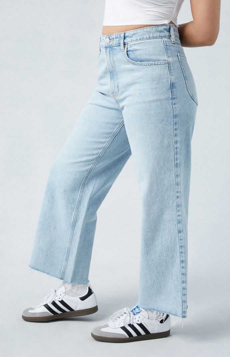 Pantalons PacSun Eco Stretch Light Indigo Curve Cropped Larges Leg Femme Indigo | 530169QKG