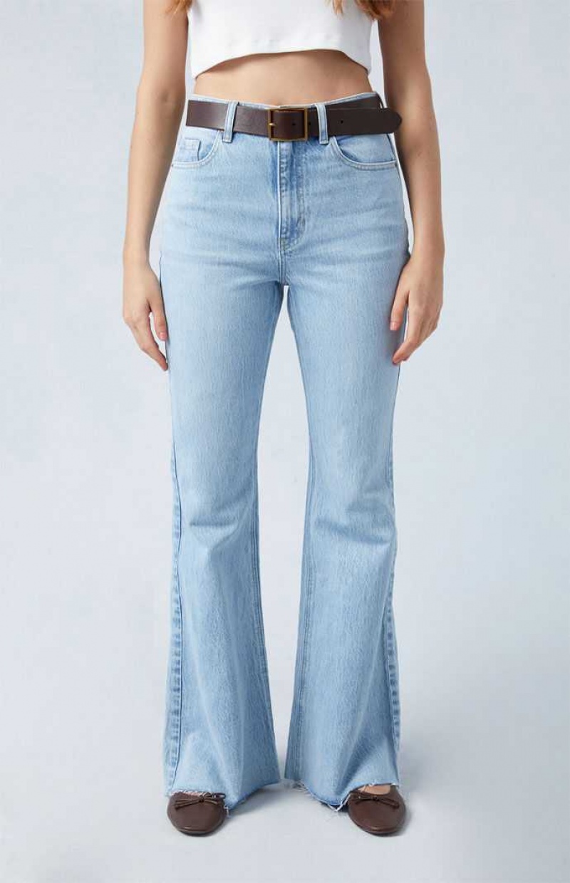 Pantalons PacSun Eco Stretch Light Indigo High Waisted Flare Femme Indigo | 205973QHI