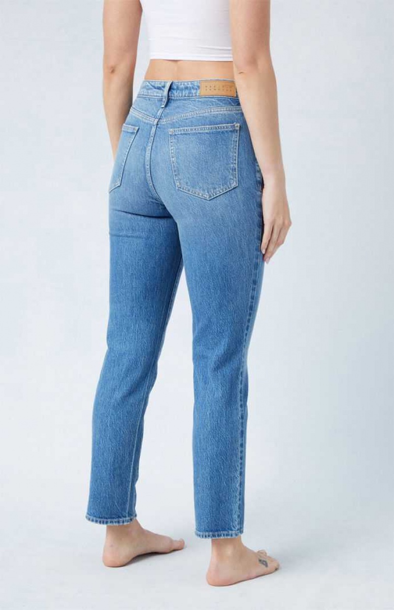 Pantalons PacSun Eco Stretch Medium Indigo Mom Femme Indigo | 943820LAT