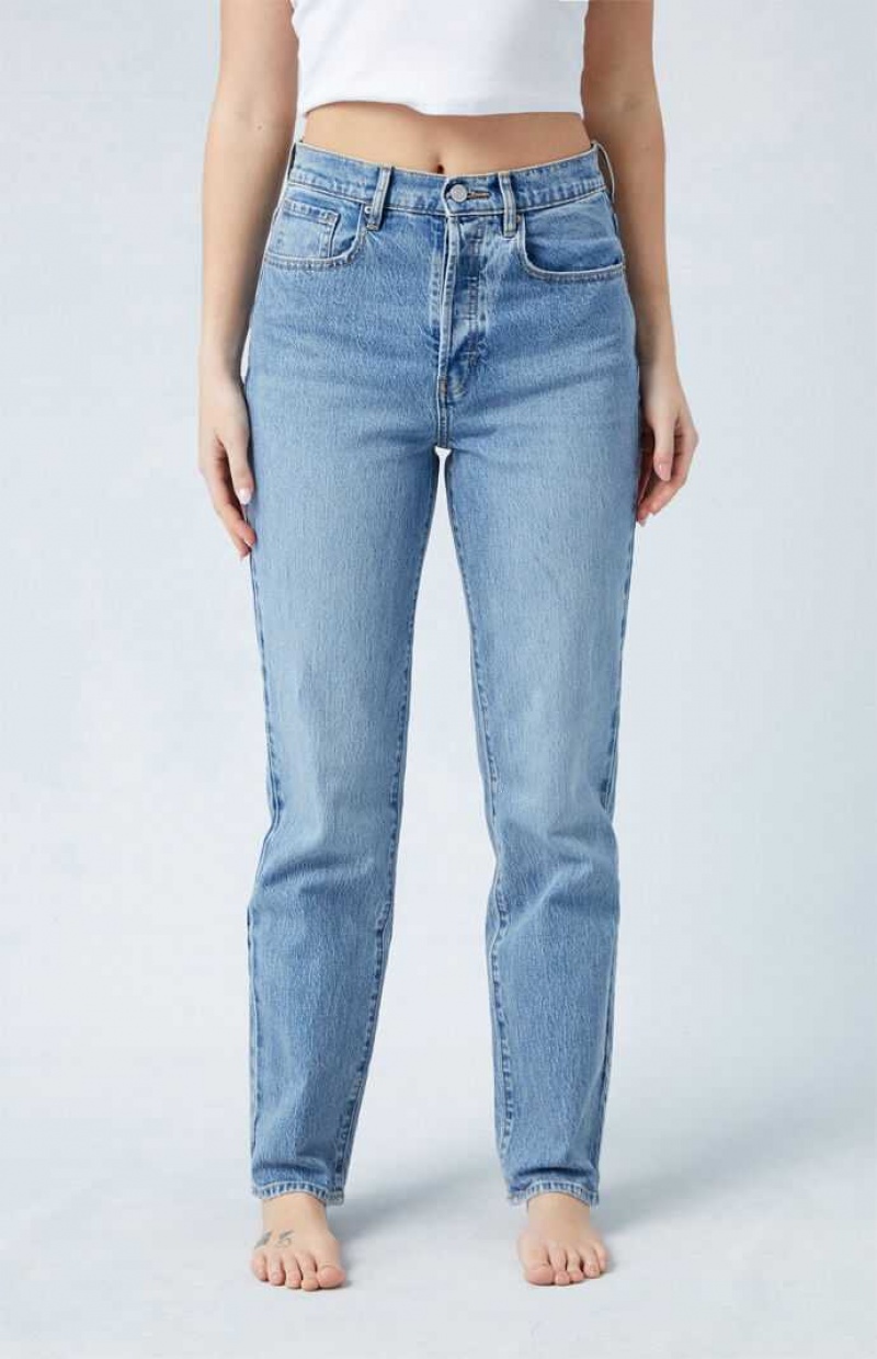 Pantalons PacSun Eco Stretch Medium Indigo Dad Femme Indigo | 950734DKI