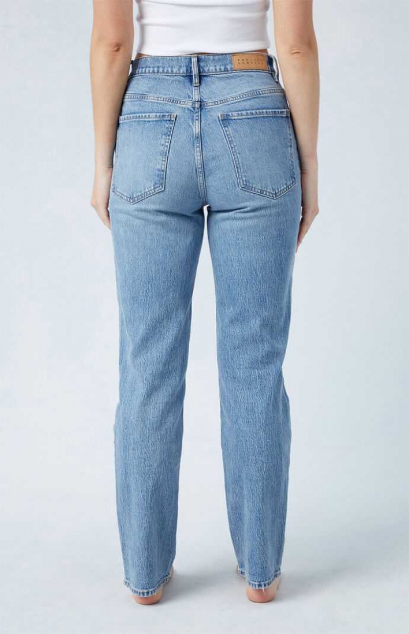 Pantalons PacSun Eco Stretch Medium Indigo Dad Femme Indigo | 950734DKI