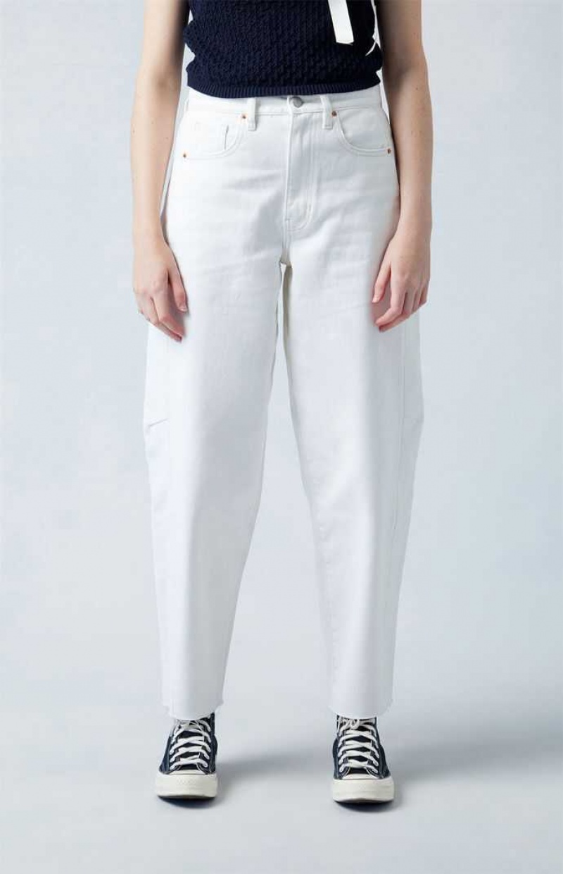 Pantalons PacSun Eco White Barrel Femme Blanche | 741328PDC