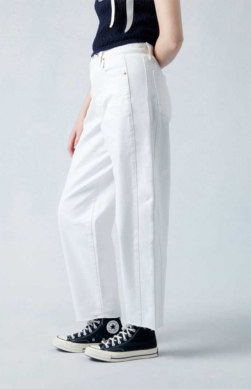 Pantalons PacSun Eco White Barrel Femme Blanche | 741328PDC