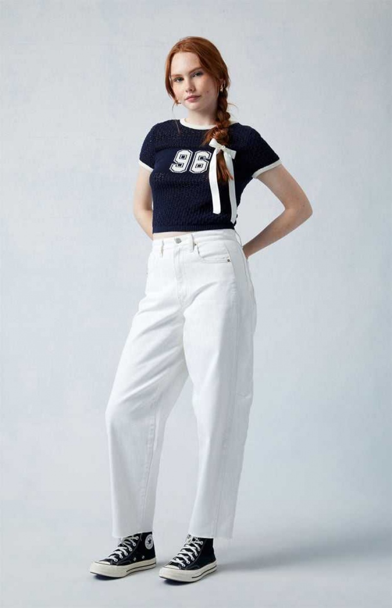 Pantalons PacSun Eco White Barrel Femme Blanche | 741328PDC