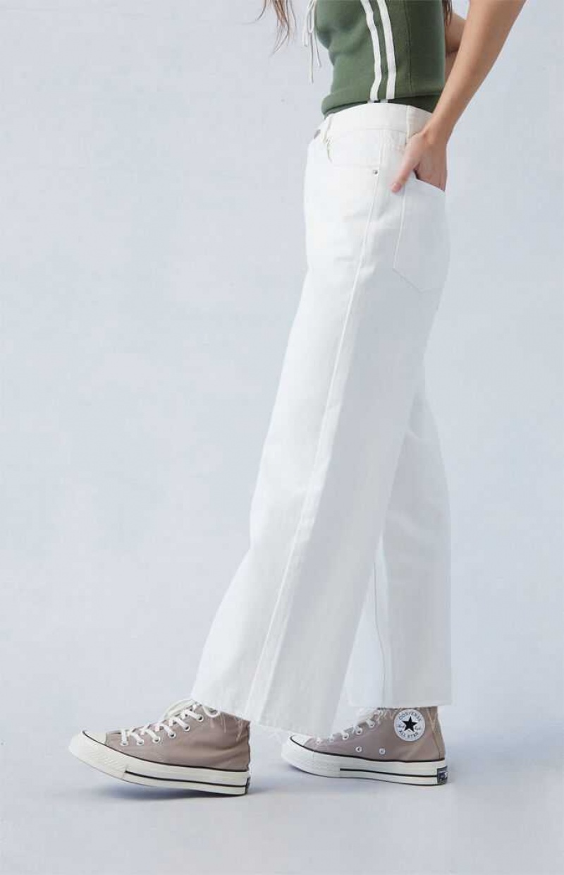 Pantalons PacSun Eco White Cropped Larges Leg Femme Indigo | 173260ZCD