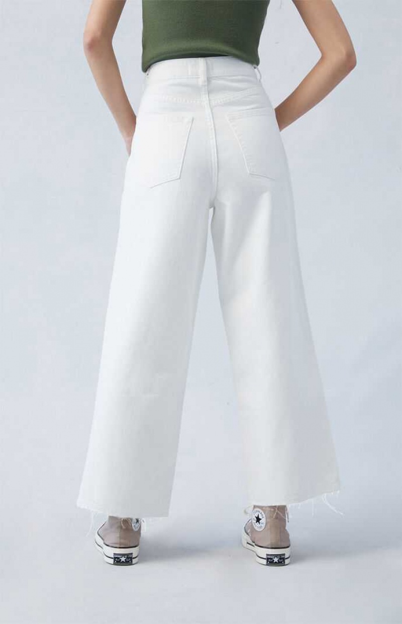 Pantalons PacSun Eco White Cropped Larges Leg Femme Indigo | 173260ZCD