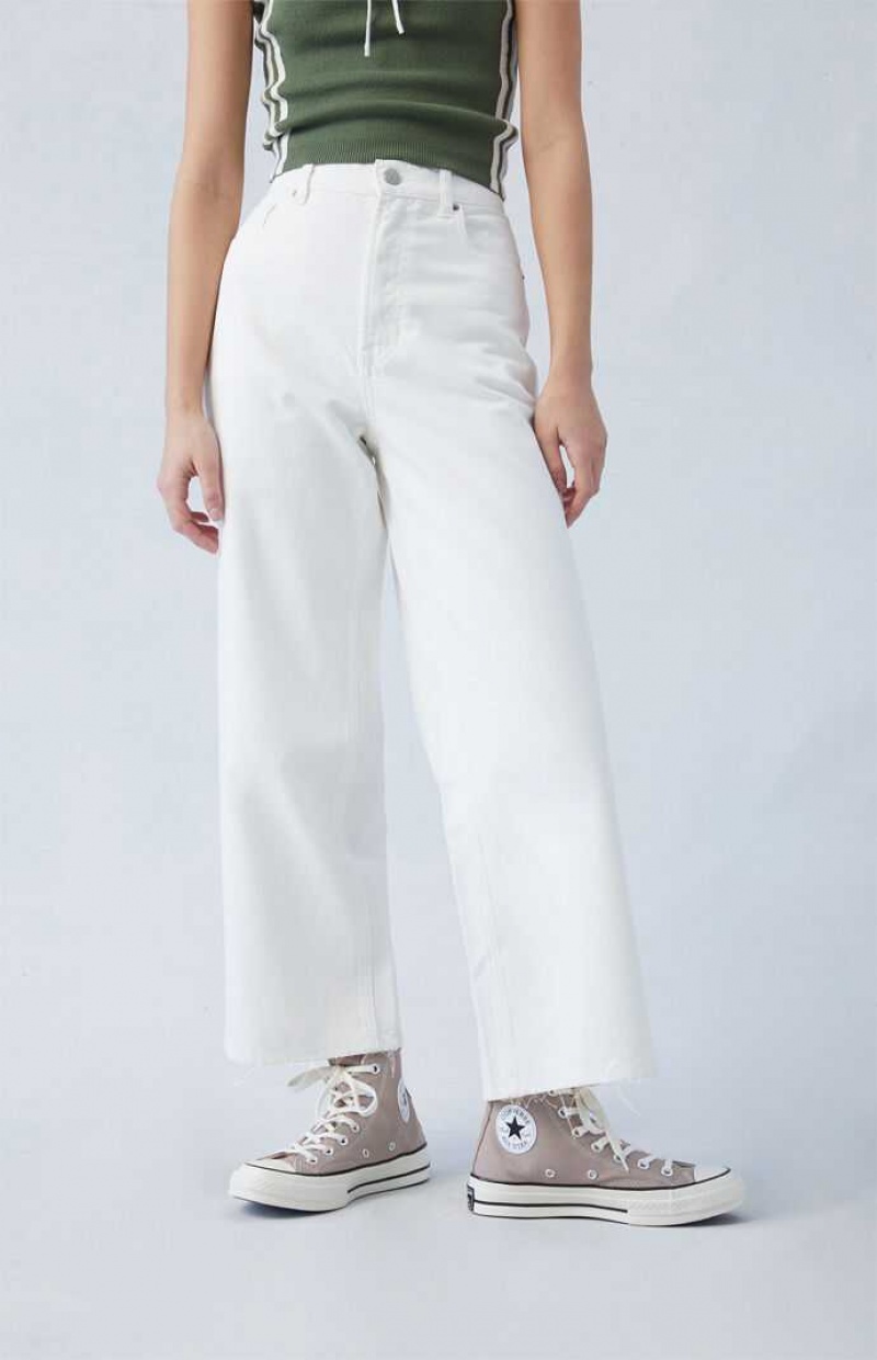 Pantalons PacSun Eco White Cropped Larges Leg Femme Indigo | 173260ZCD