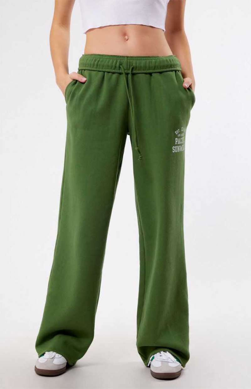 Pantalons PacSun Est. CA 1980 Pacific Sunwear Larges Leg Femme Vert | 362409TEN