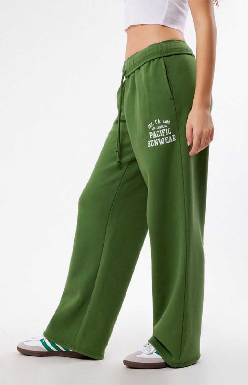 Pantalons PacSun Est. CA 1980 Pacific Sunwear Larges Leg Femme Vert | 362409TEN