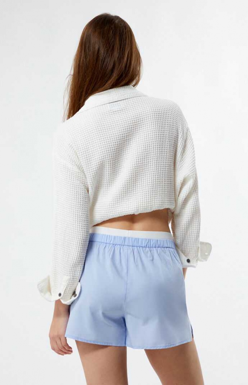 Pantalons PacSun Exposed Taille Boxer Femme Bleu | 906538ULZ