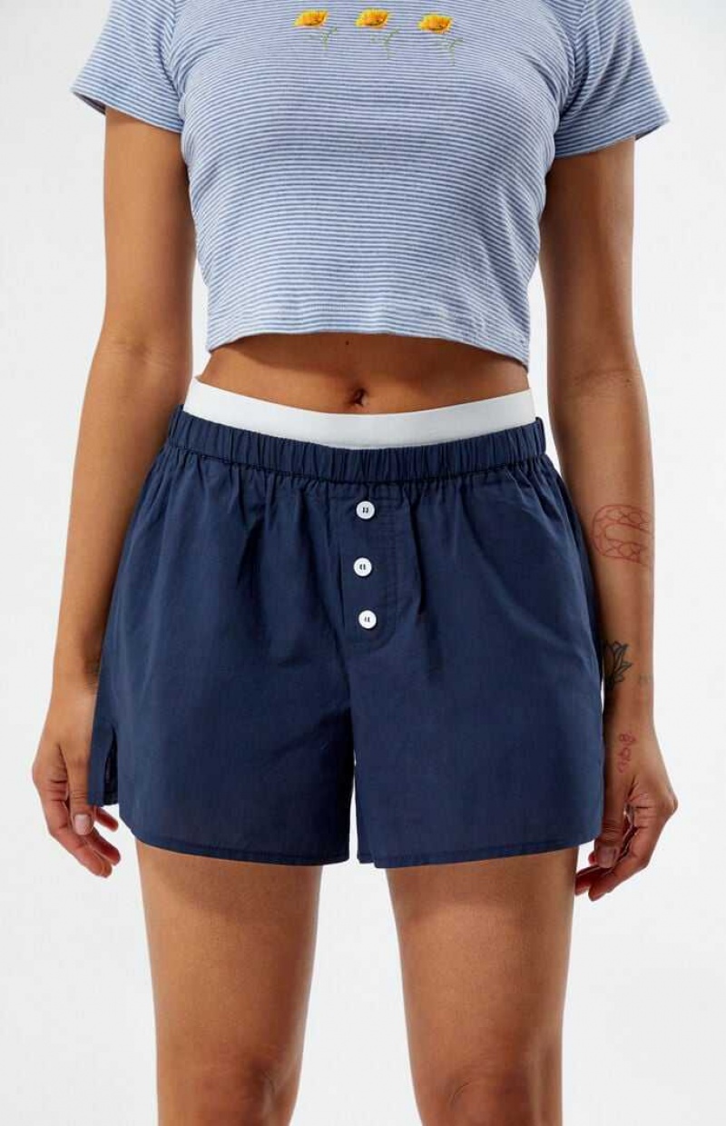 Pantalons PacSun Exposed Taille Boxer Femme Bleu Marine | 459036NXS