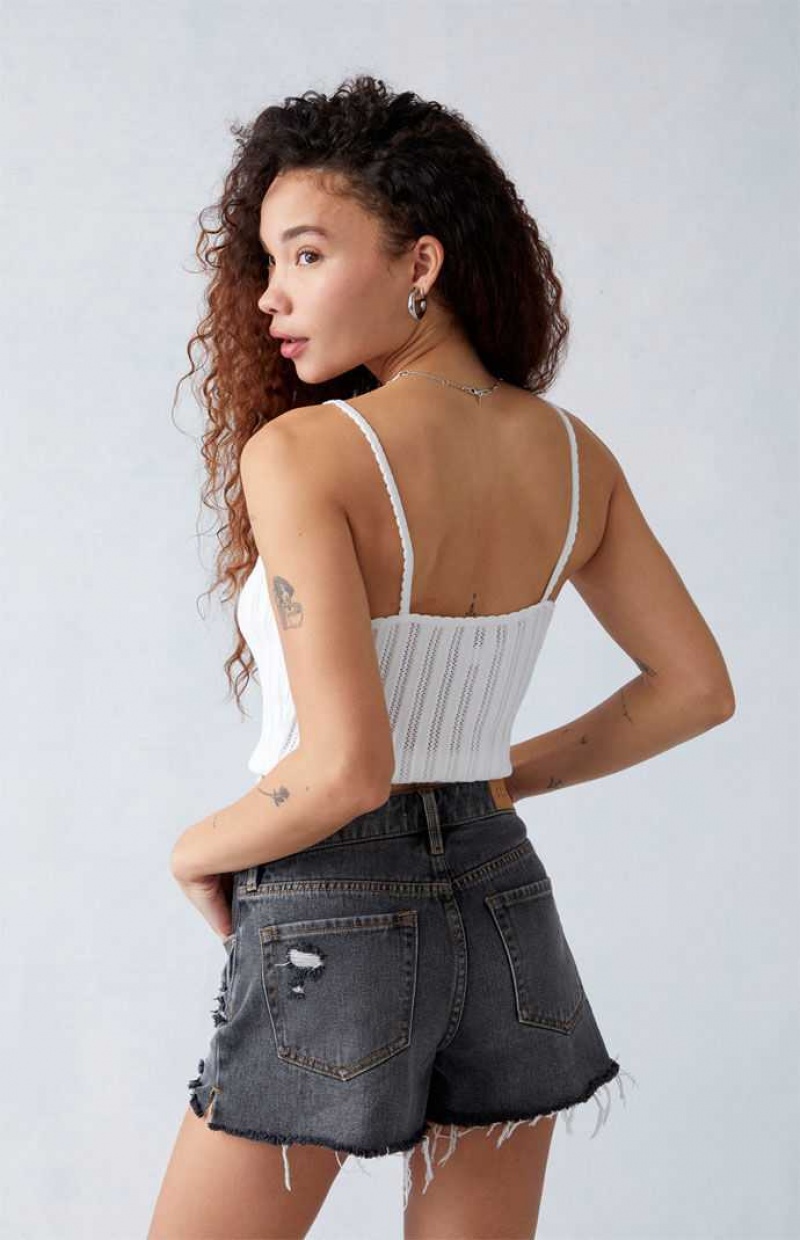 Pantalons PacSun Faded Black Ripped High Waisted Denim Festival Femme Noir Bleu | 509814TGD