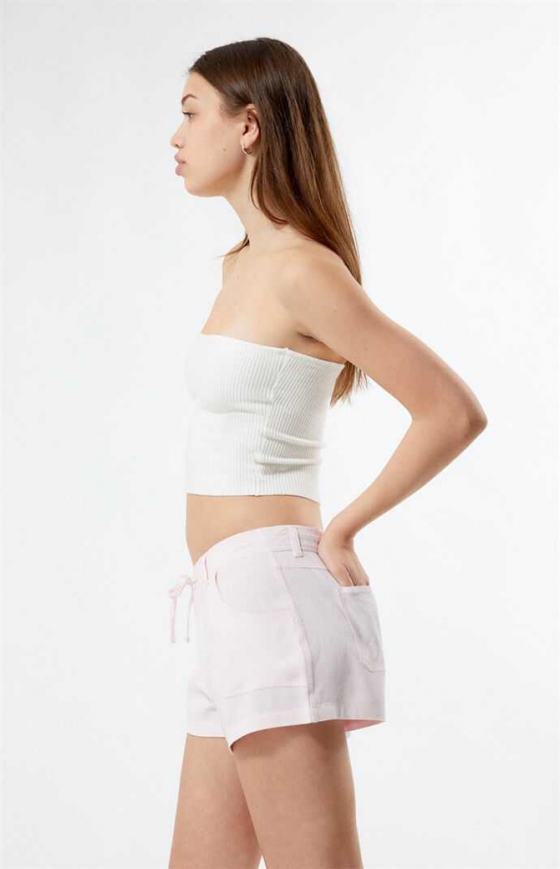 Pantalons PacSun Fixed Taille Linen Femme Rose Clair | 059837ZTC