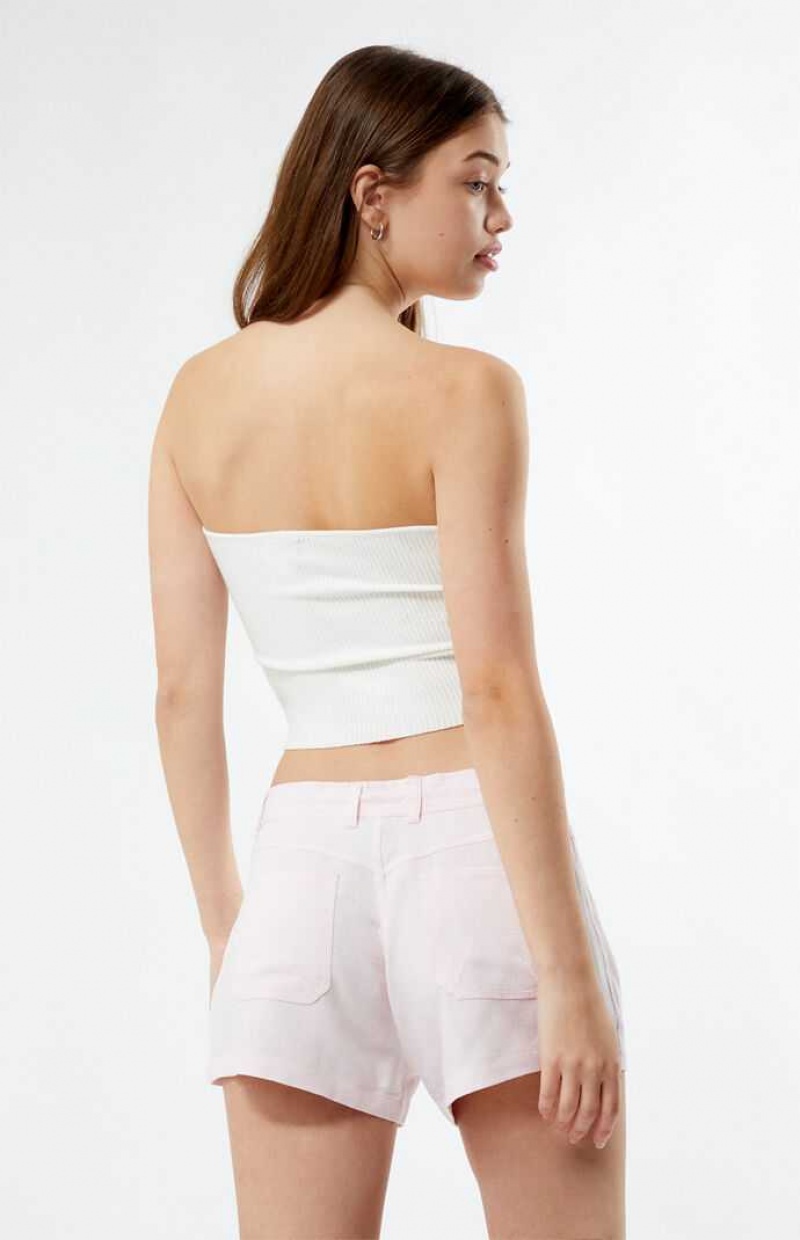 Pantalons PacSun Fixed Taille Linen Femme Rose Clair | 059837ZTC