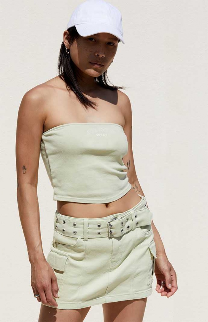 Pantalons PacSun Green Cargo Denim Mini Skirt Femme Vert | 589603CPH