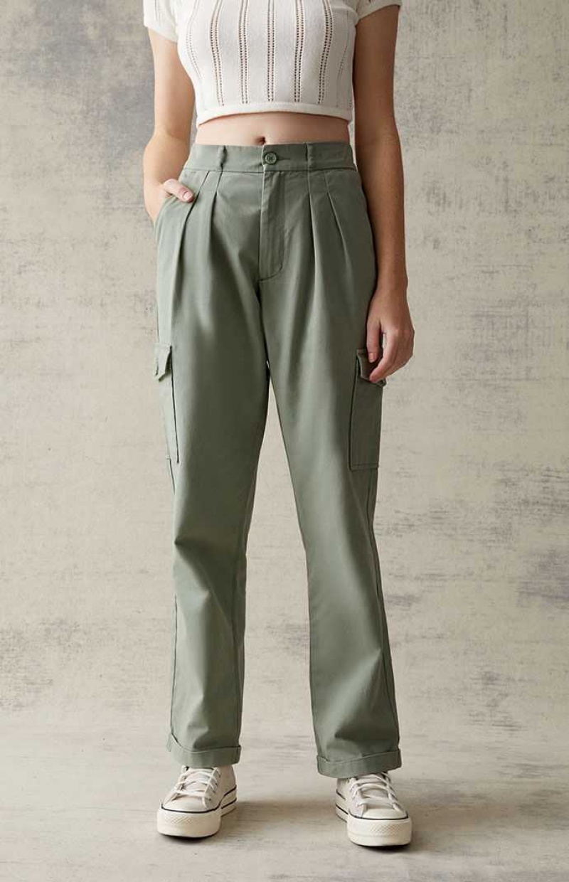 Pantalons PacSun Green Cargo Femme Vert | 048651IWH