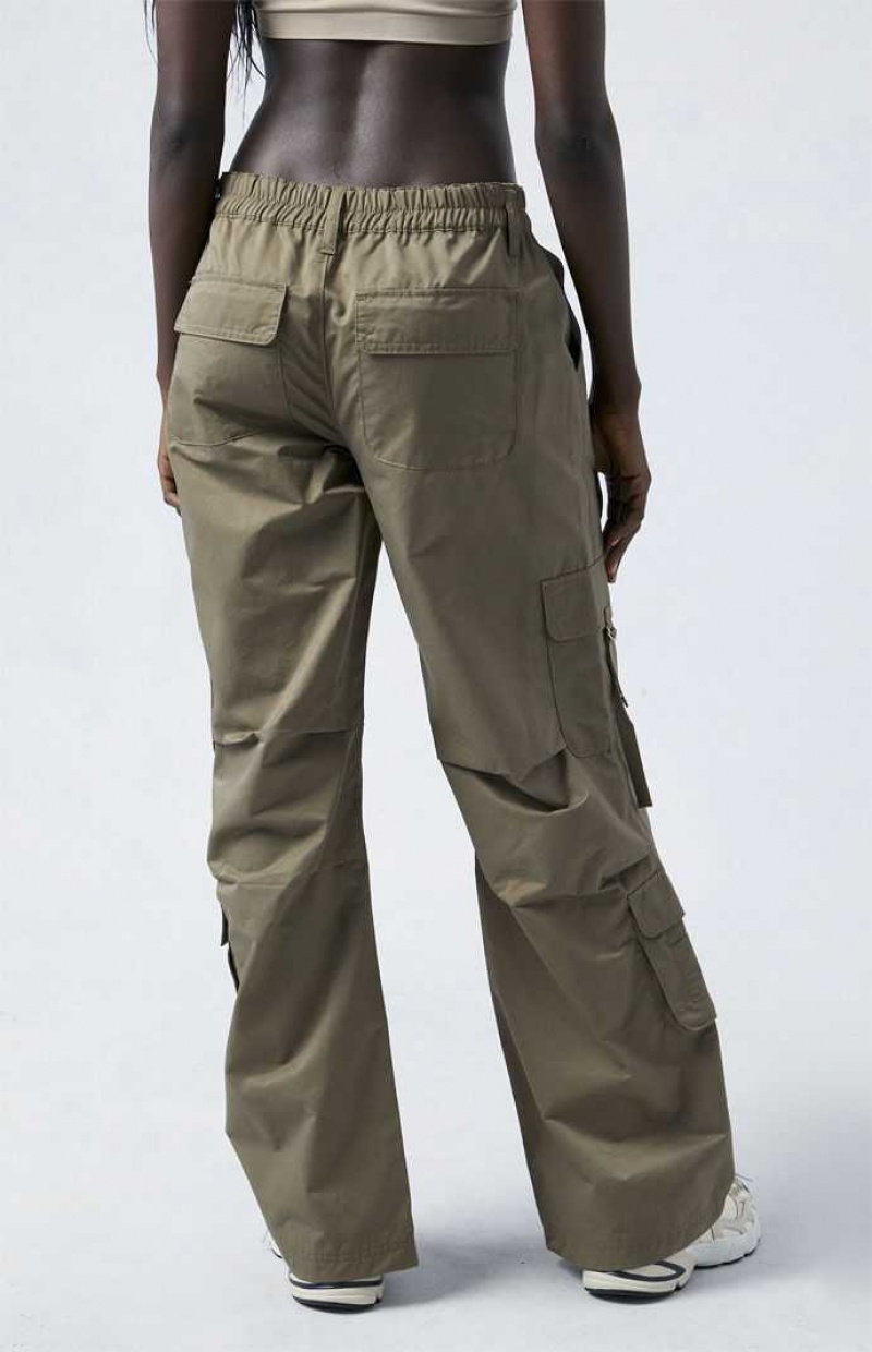 Pantalons PacSun Green Elastic Taille D-Ring Cargo Femme FOREST GRN | 451793PZG