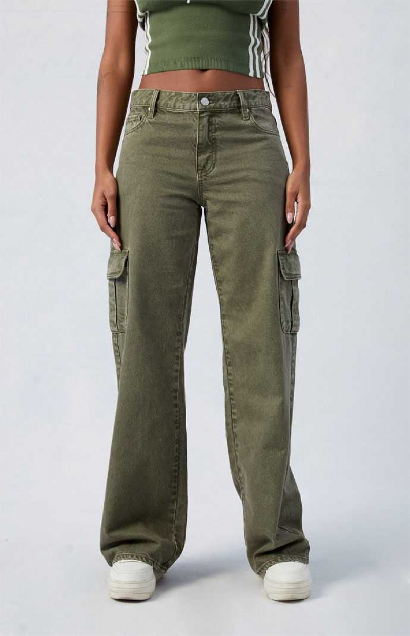 Pantalons PacSun Green Low Rise Extreme gy Cargo Femme Vert | 875946HFI