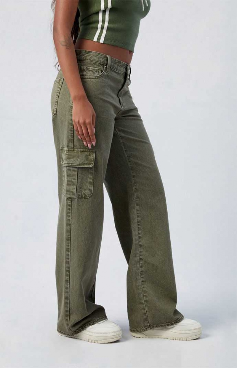 Pantalons PacSun Green Low Rise Extreme gy Cargo Femme Vert | 875946HFI