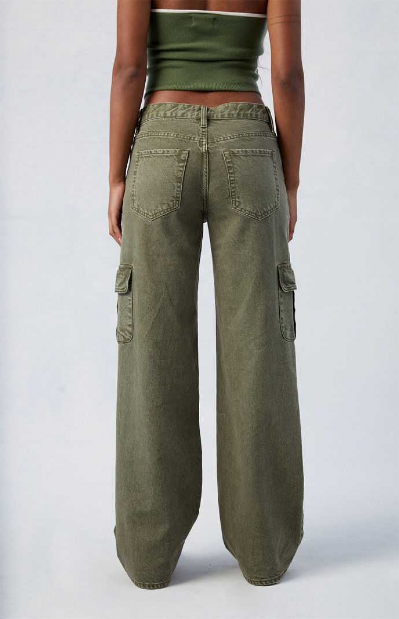 Pantalons PacSun Green Low Rise Extreme gy Cargo Femme Vert | 875946HFI