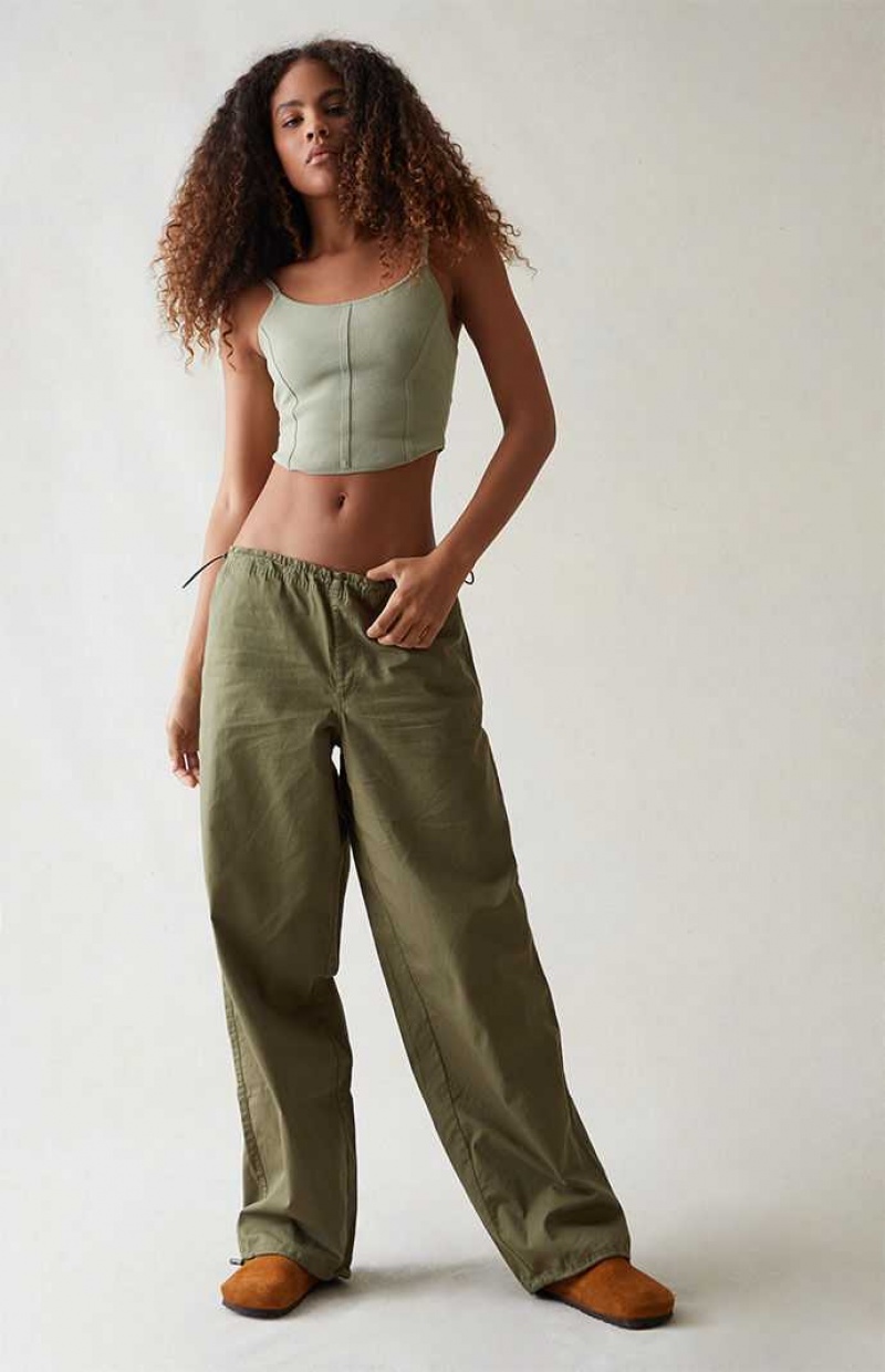 Pantalons PacSun Green Low Rise Parachute Femme Vert | 129084EBI