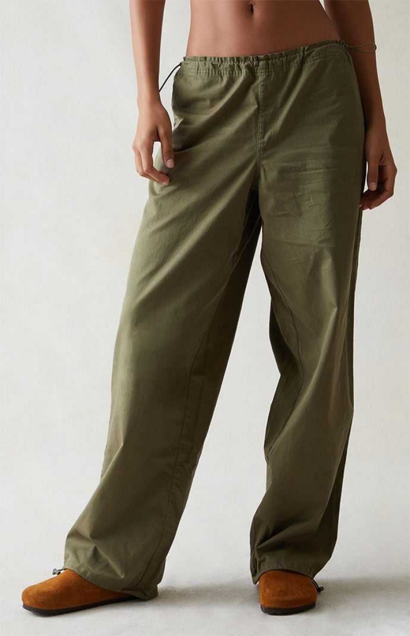 Pantalons PacSun Green Low Rise Parachute Femme Vert | 129084EBI