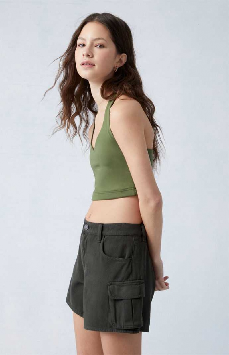 Pantalons PacSun Green Mid Rise Cargo Femme FOREST GRN | 156739VPF