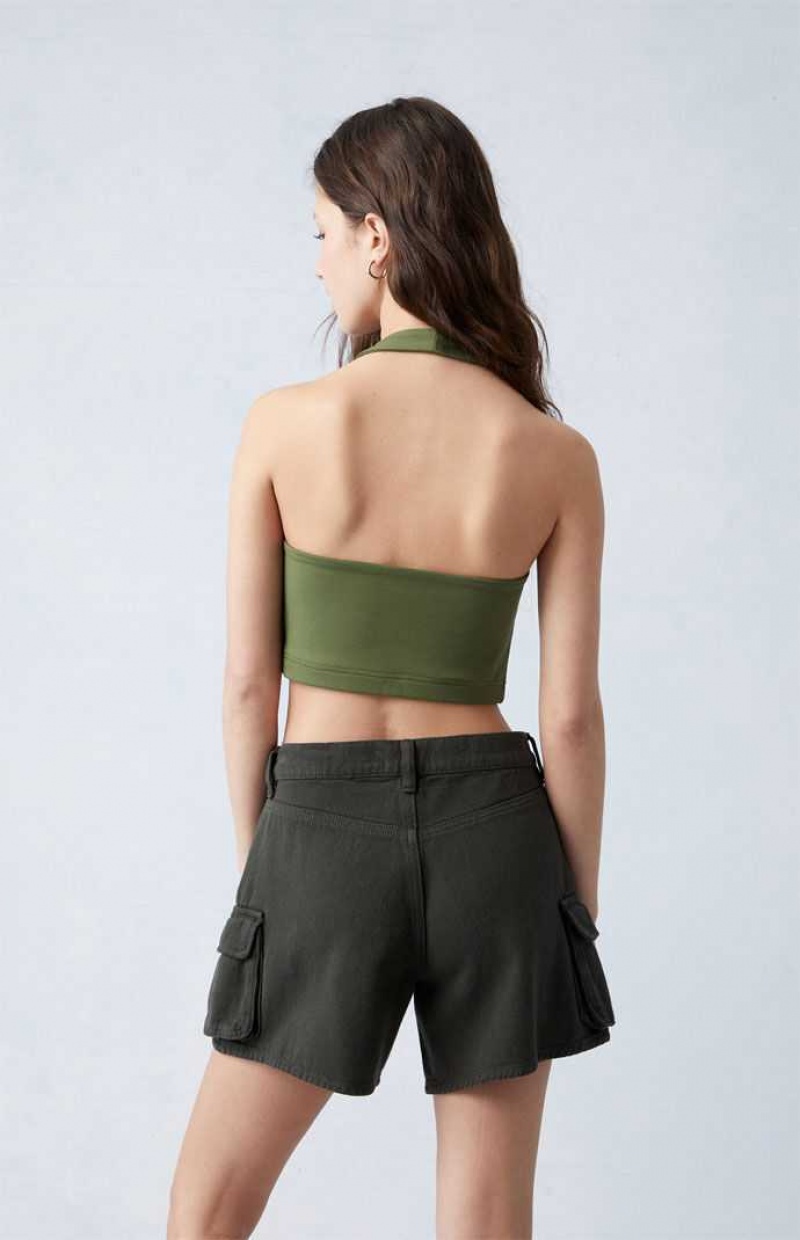 Pantalons PacSun Green Mid Rise Cargo Femme FOREST GRN | 156739VPF