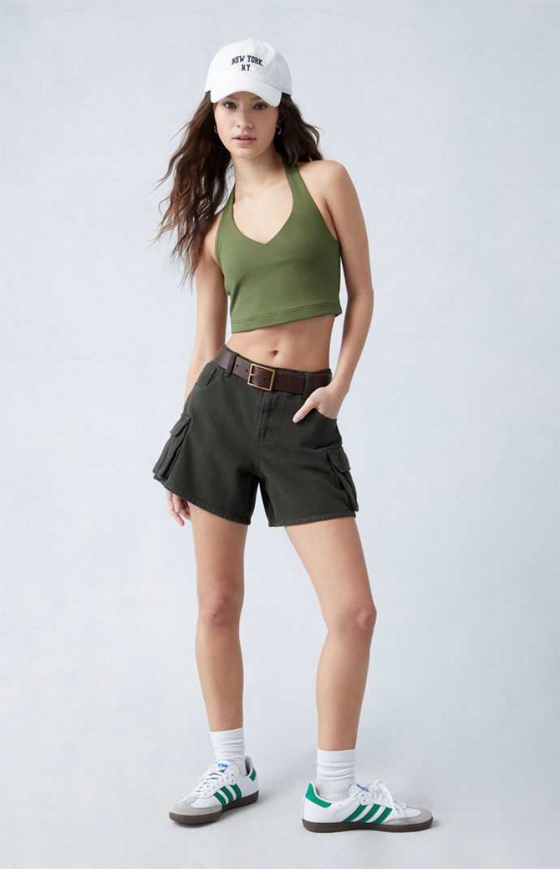 Pantalons PacSun Green Mid Rise Cargo Femme FOREST GRN | 156739VPF