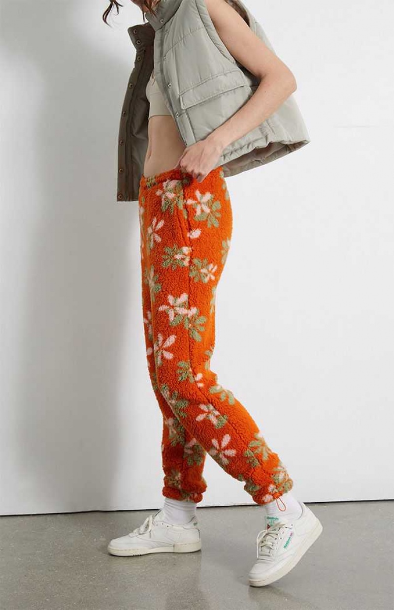 Pantalons PacSun Groovy Floral Sherpa Femme Orange | 017293SRA