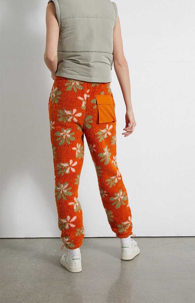 Pantalons PacSun Groovy Floral Sherpa Femme Orange | 017293SRA