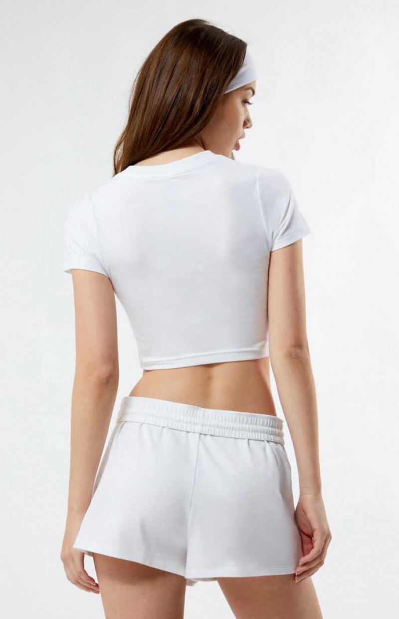 Pantalons PacSun Ibiza Island Fold-Over Mini Sweat Femme Blanche | 356819HYQ