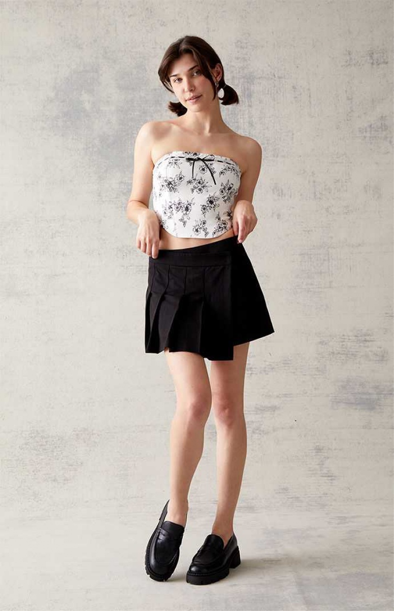 Pantalons PacSun Kendall & Kylie Asymmetrical Plissé Mini Skort Femme Noir | 413790CUN