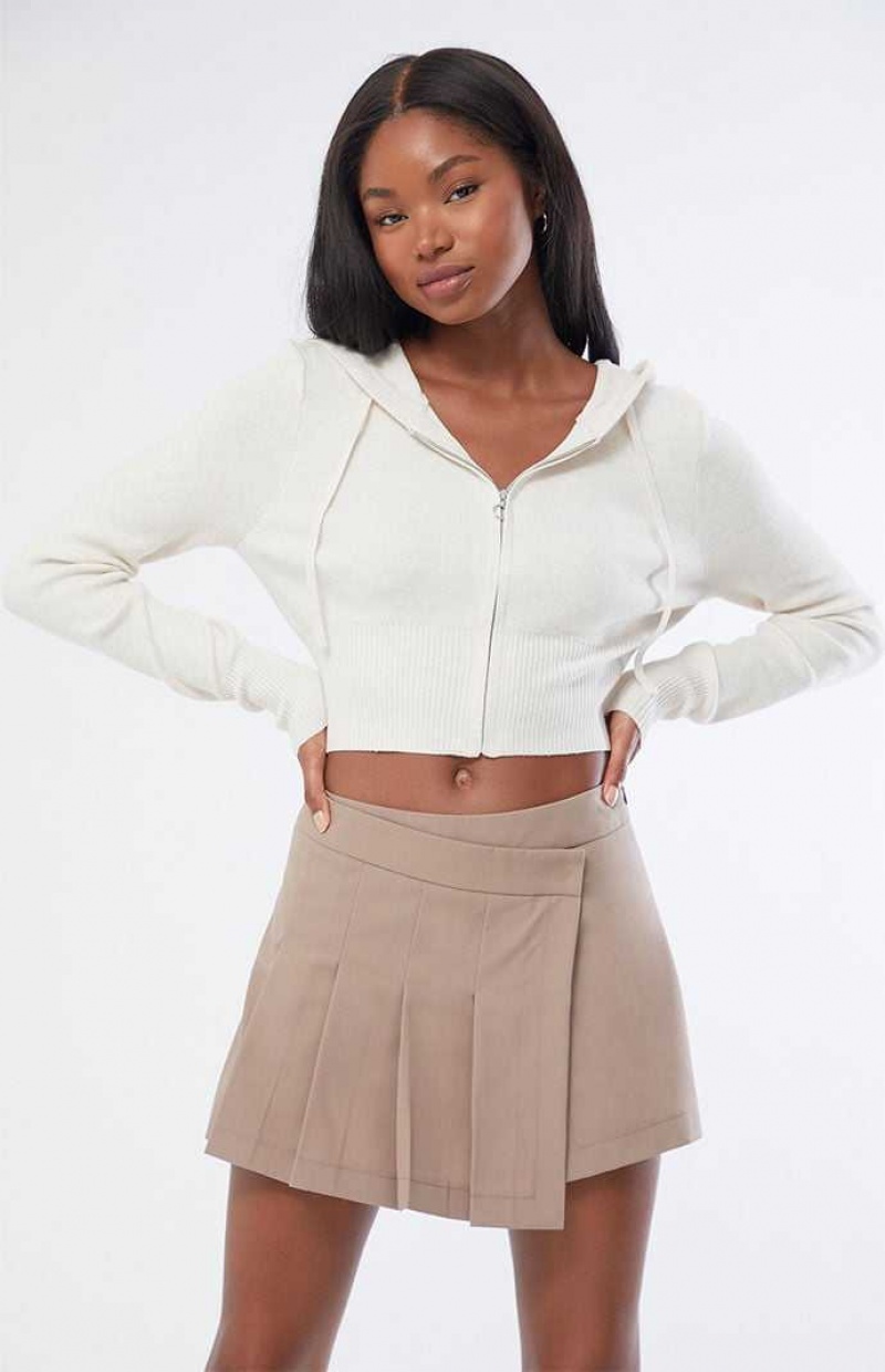 Pantalons PacSun Kendall & Kylie Asymmetrical Plissé Mini Skort Femme Marron | 967051OEF