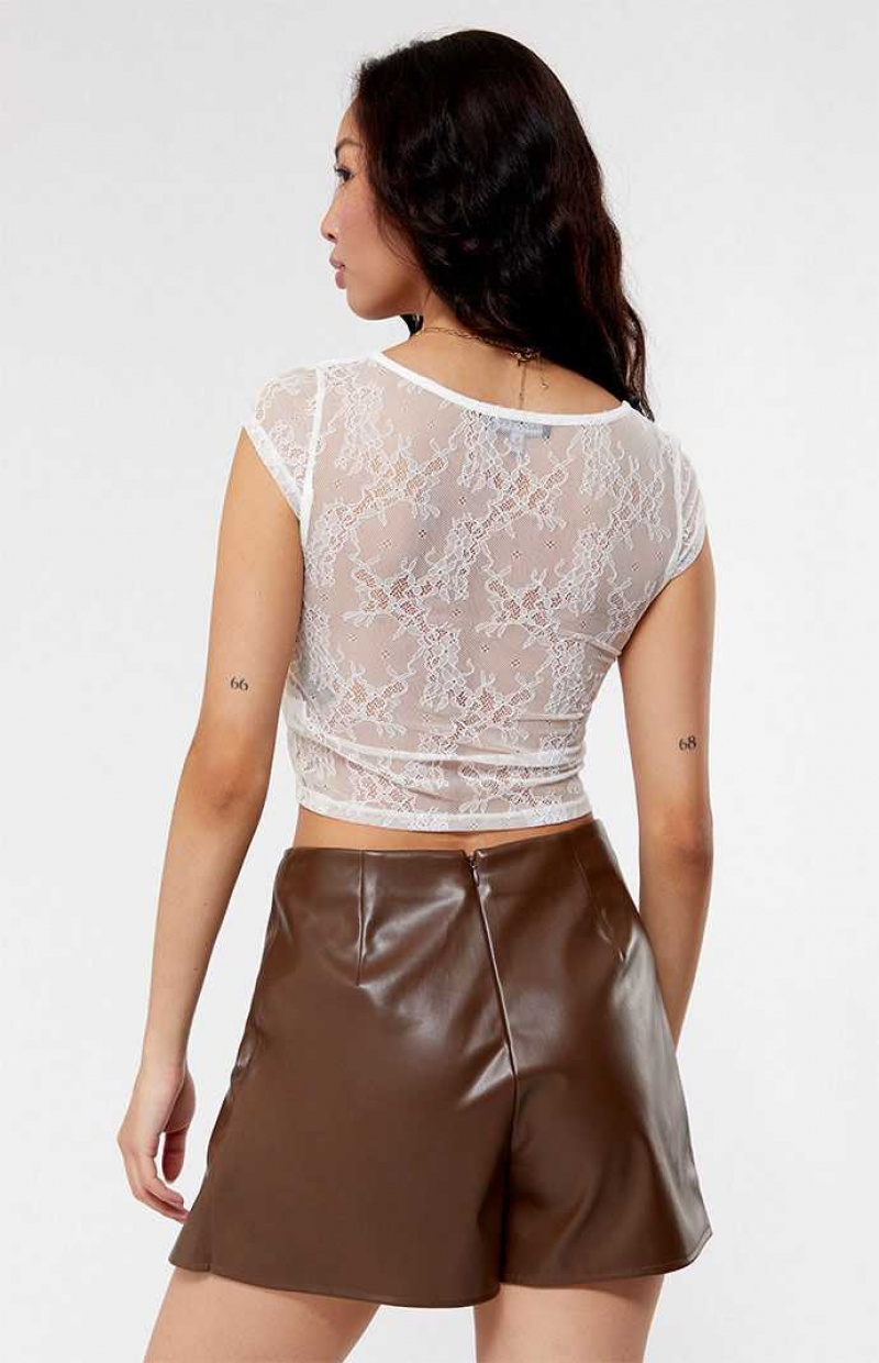 Pantalons PacSun Kendall & Kylie Faux Cuir Mini Skirt Femme Marron | 743198SVO