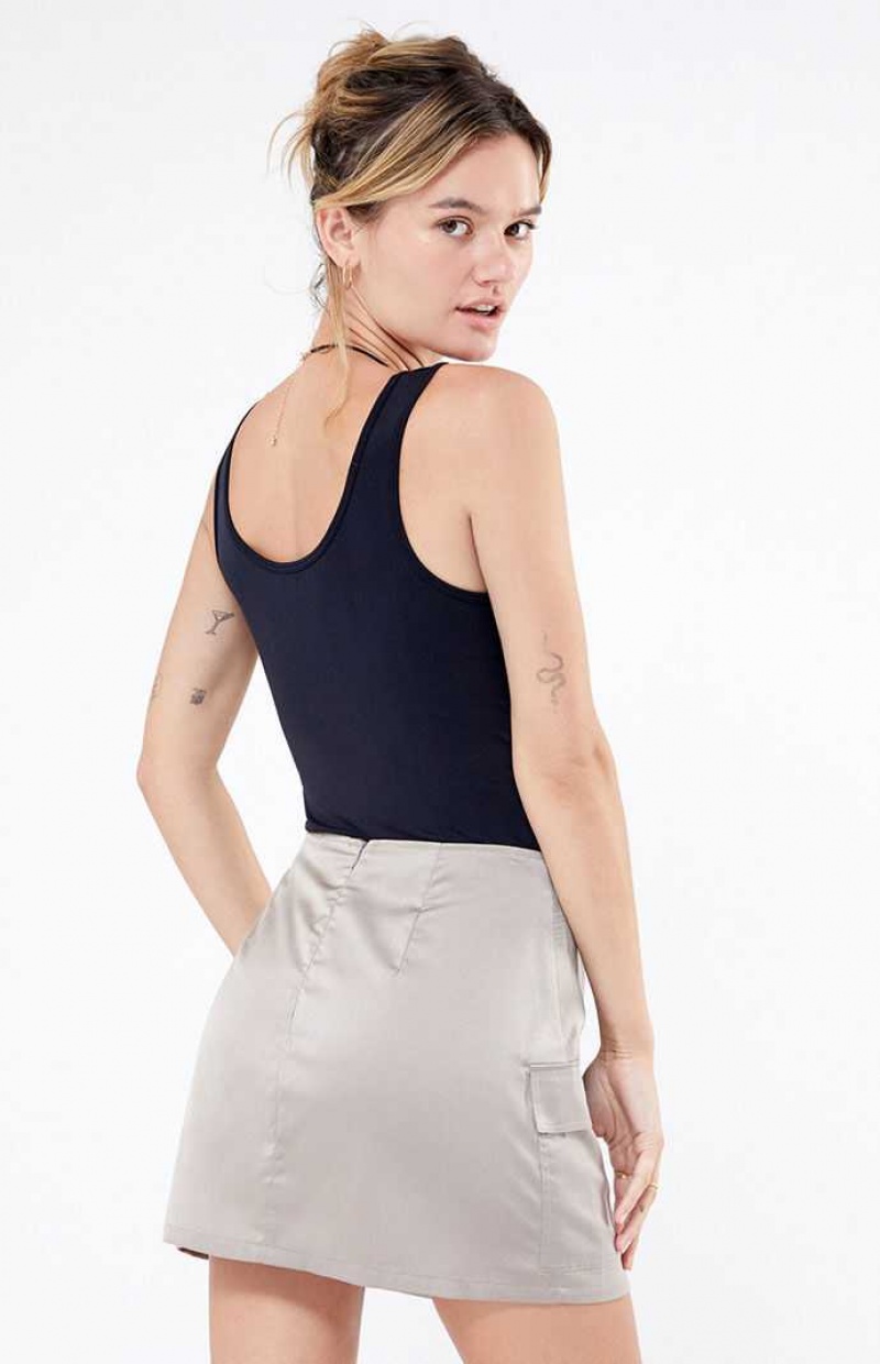 Pantalons PacSun Kendall & Kylie Satin Cargo Mini Skirt Femme Grise | 481039NAL