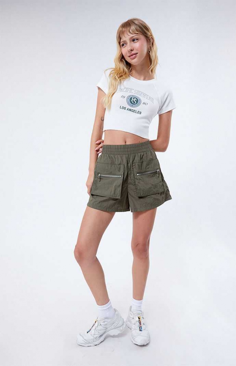 Pantalons PacSun LA Hearts Cargo Elastic Taille Femme Vert Olive | 027693MUQ