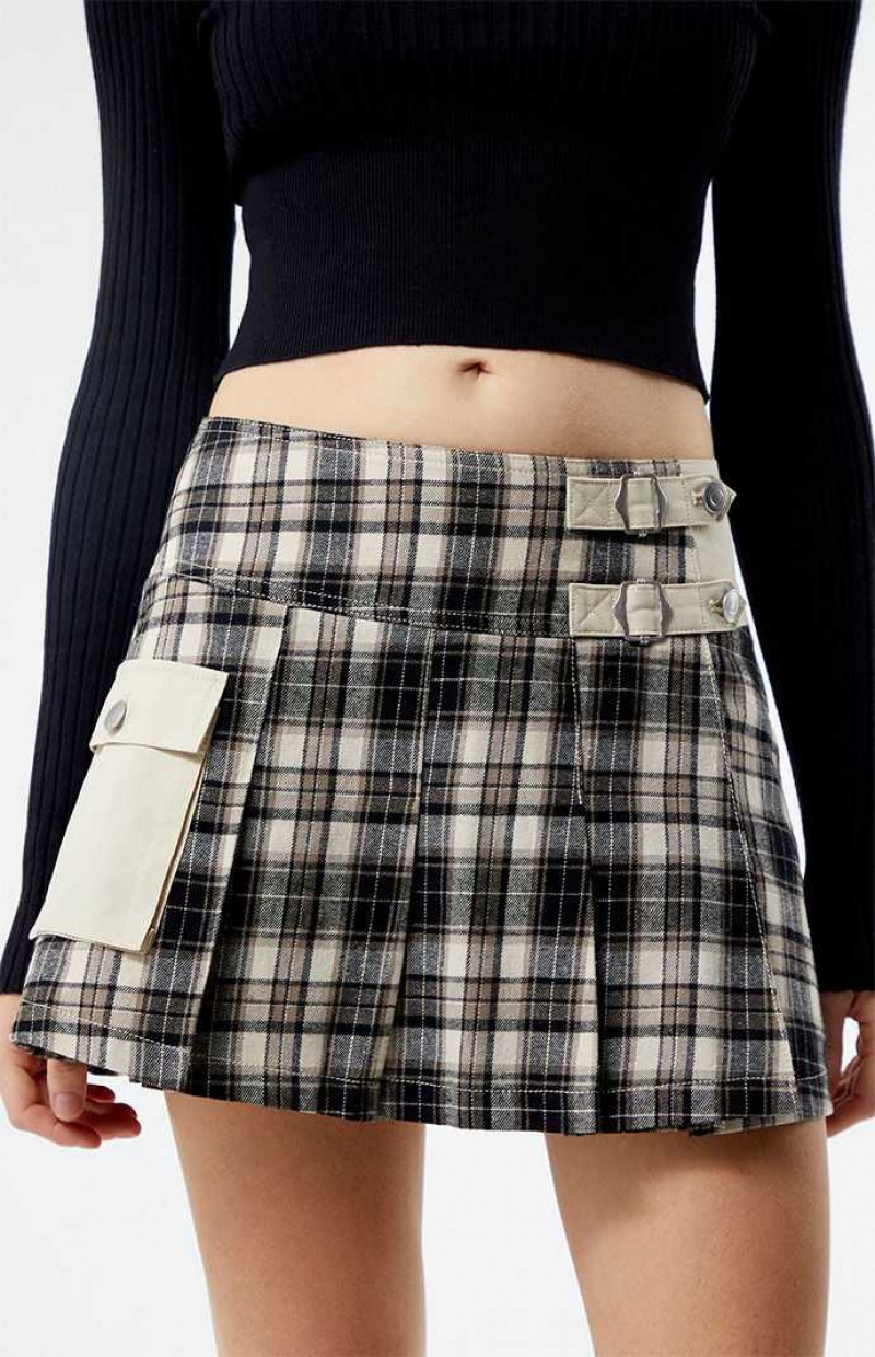 Pantalons PacSun LA Hearts Cargo Plaid Mini Skirt Femme PLAID | 204596PCJ