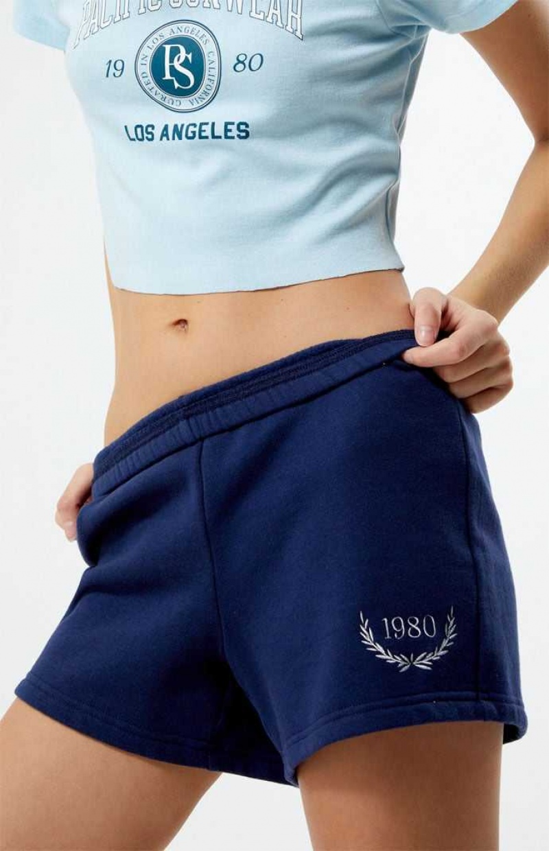 Pantalons PacSun LA Sports Club Slim Sweat Femme Bleu Marine | 905378NRX