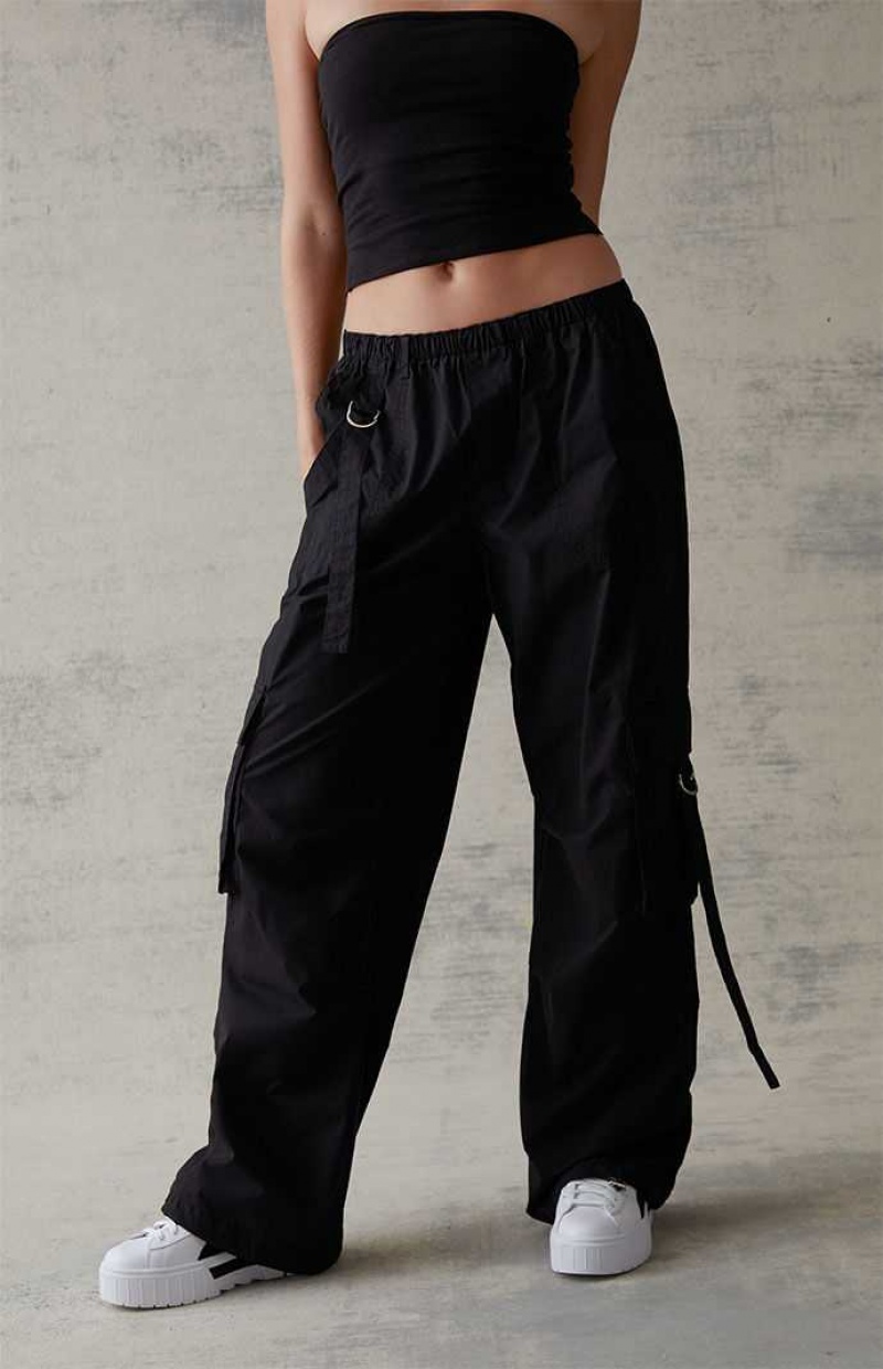 Pantalons PacSun Lanières Cargo Femme Noir | 839702SPN