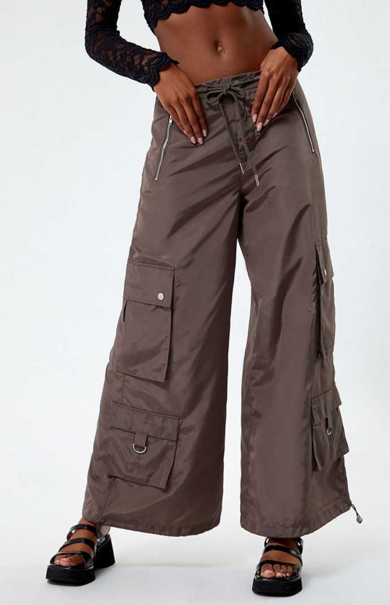 Pantalons PacSun Larges Leg gy Femme Grise Foncé | 894107DEZ